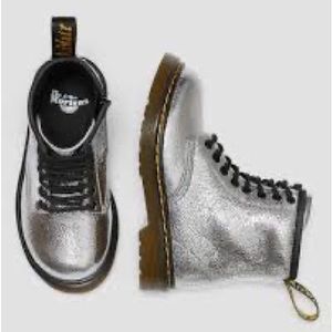 Martens Shoes Dr Martens 46 Silver Glitter Toddler Lace Up